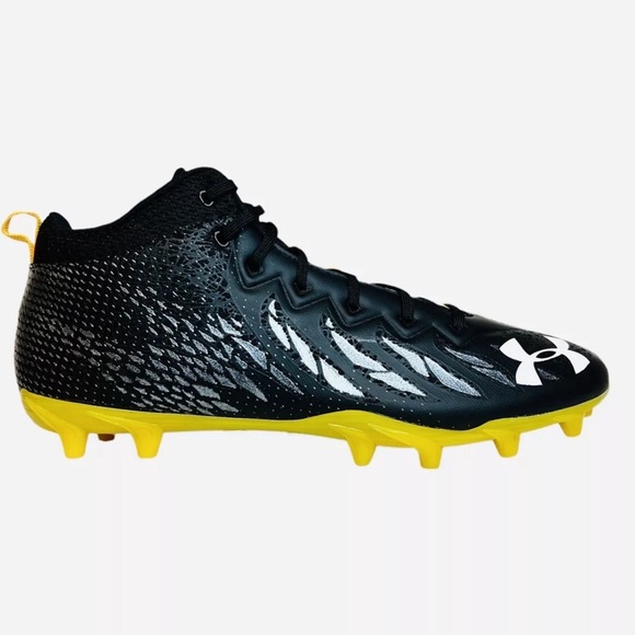 Under Armour Spotlight UA Football Cleats Black/Yellow 3023963-009 Mens Size 13 - Picture 2 of 10